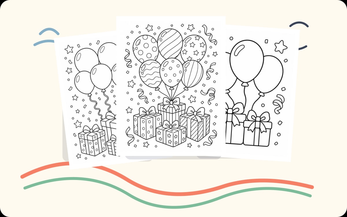 Birthday Balloons Coloring Pages preview