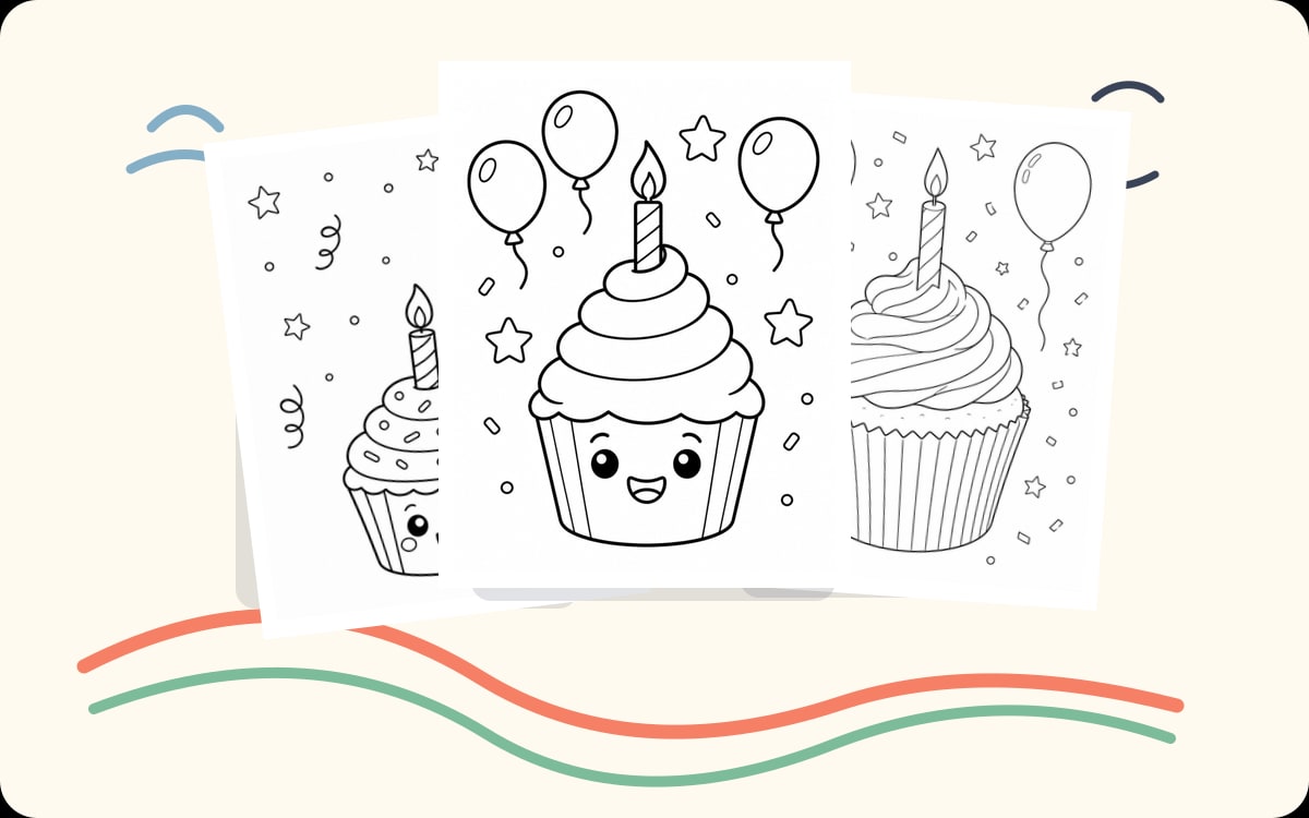 Birthday Cupcake Coloring Pages preview