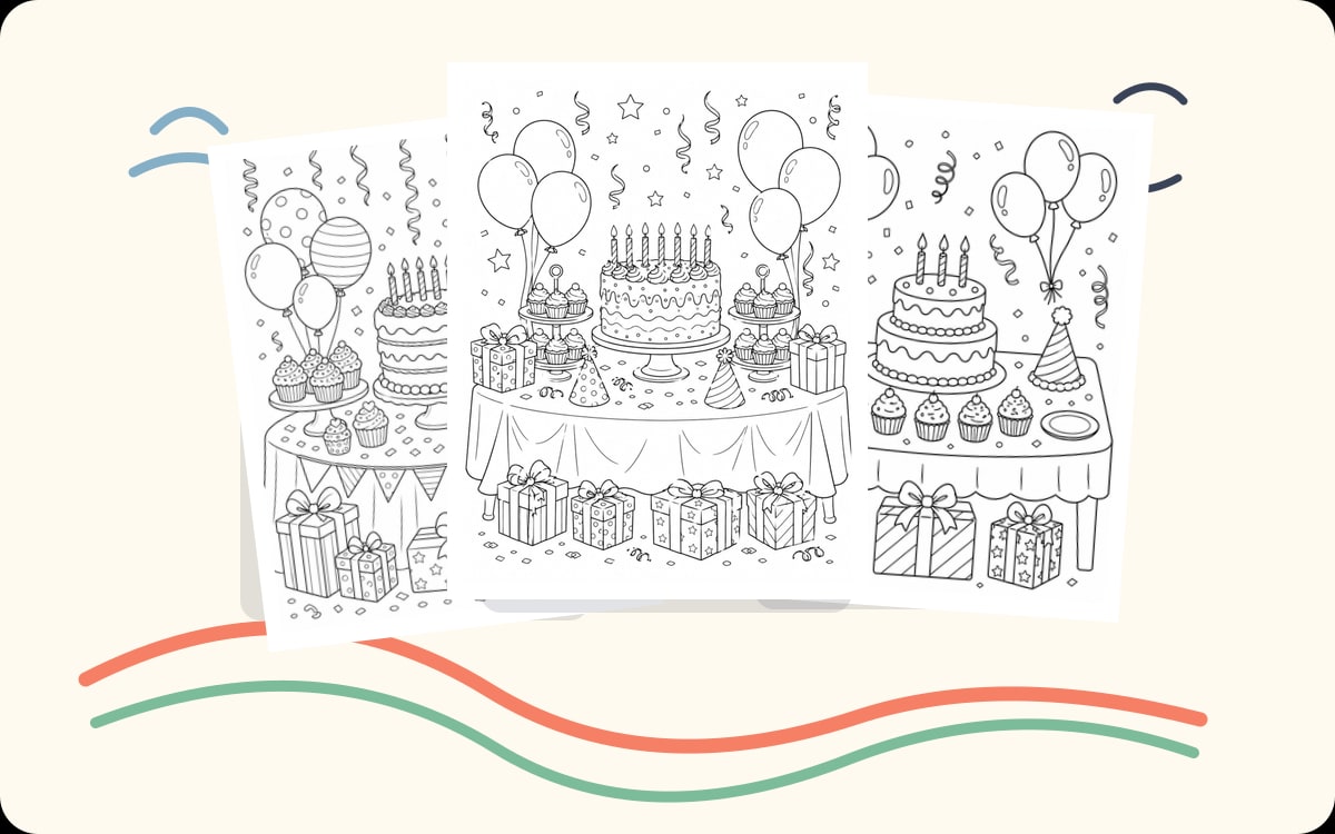 Birthday Party Table Coloring Pages preview