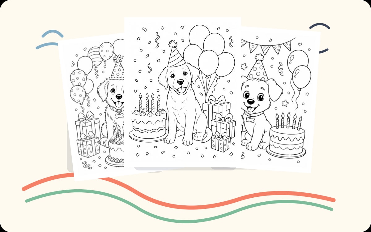 Birthday Puppy Coloring Pages preview