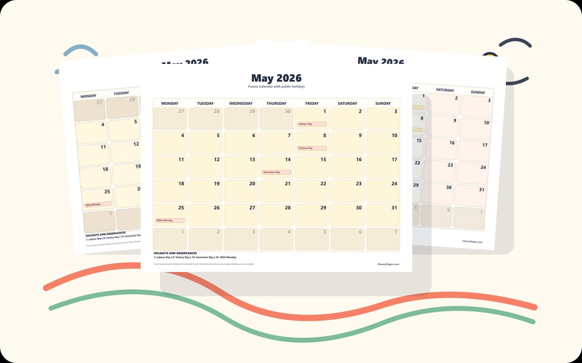 France May 2026 Calendars preview