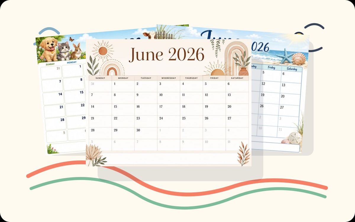 June 2026 Calendar Designs preview