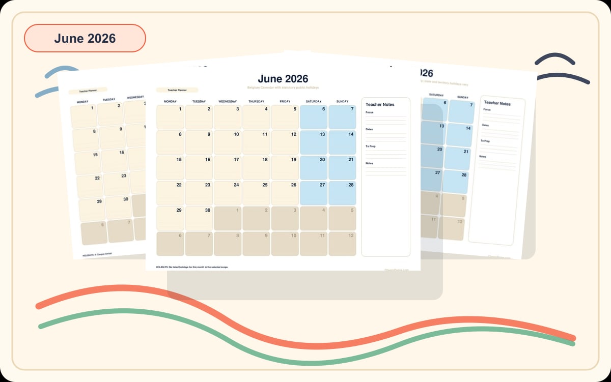 June 2026 Calendars preview