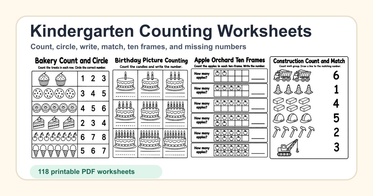 Kindergarten Counting Worksheets preview