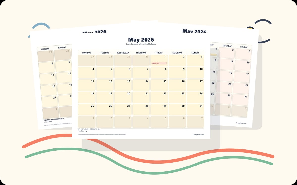 Spain May 2026 Calendars preview