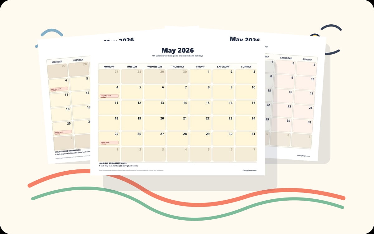 UK May 2026 Calendars preview