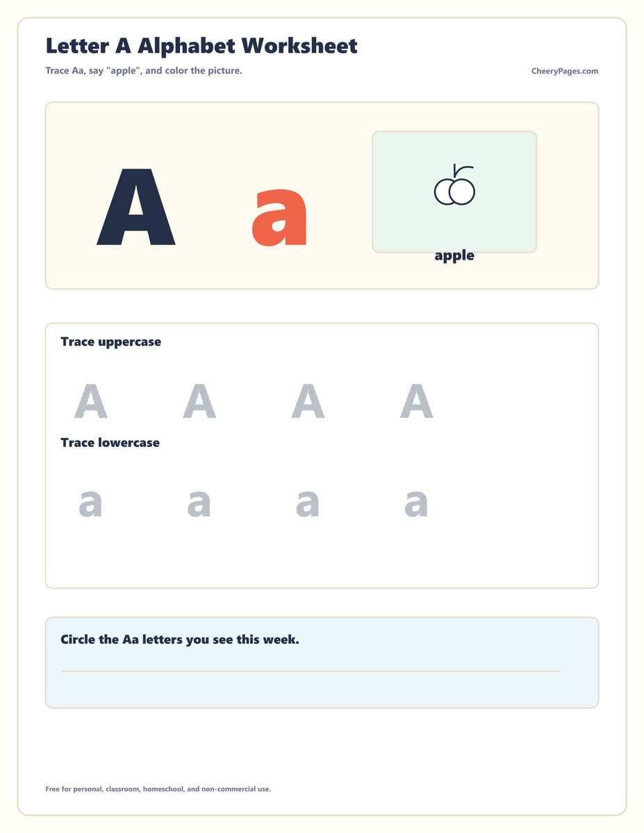 Letter A Alphabet Worksheet printable preview