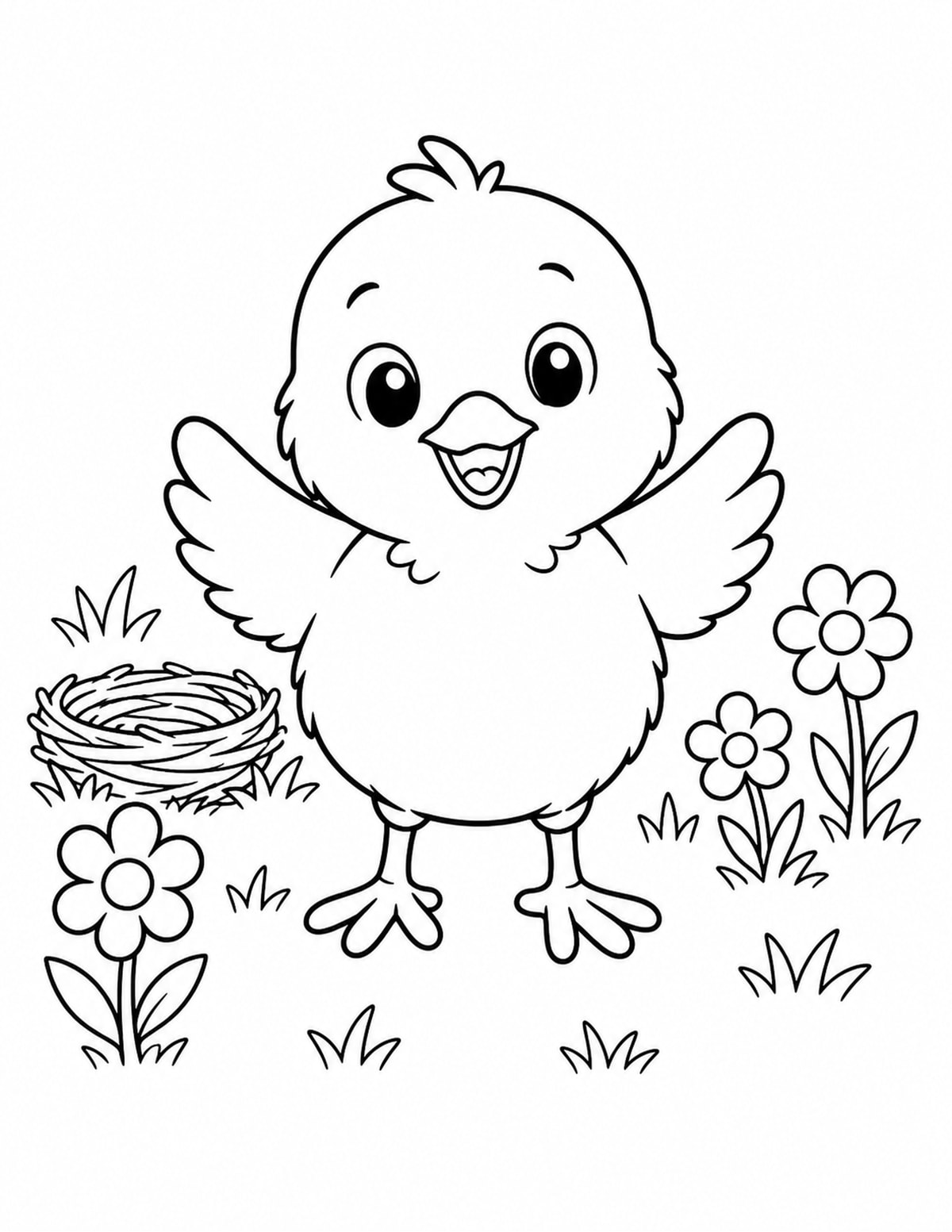 Baby Chick Coloring Page 1 printable preview