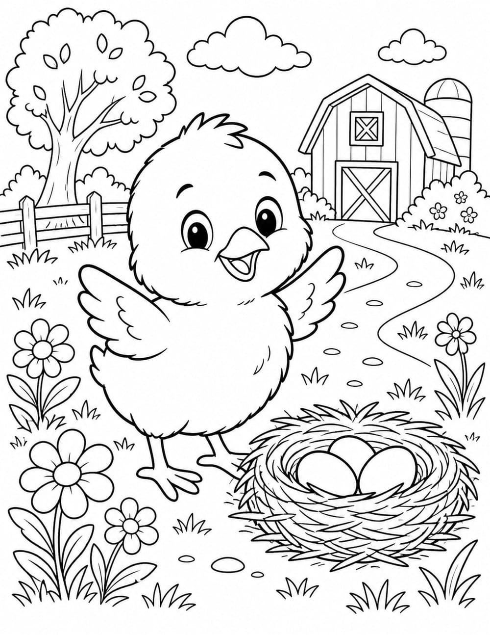 Baby Chick Coloring Page 12 printable preview