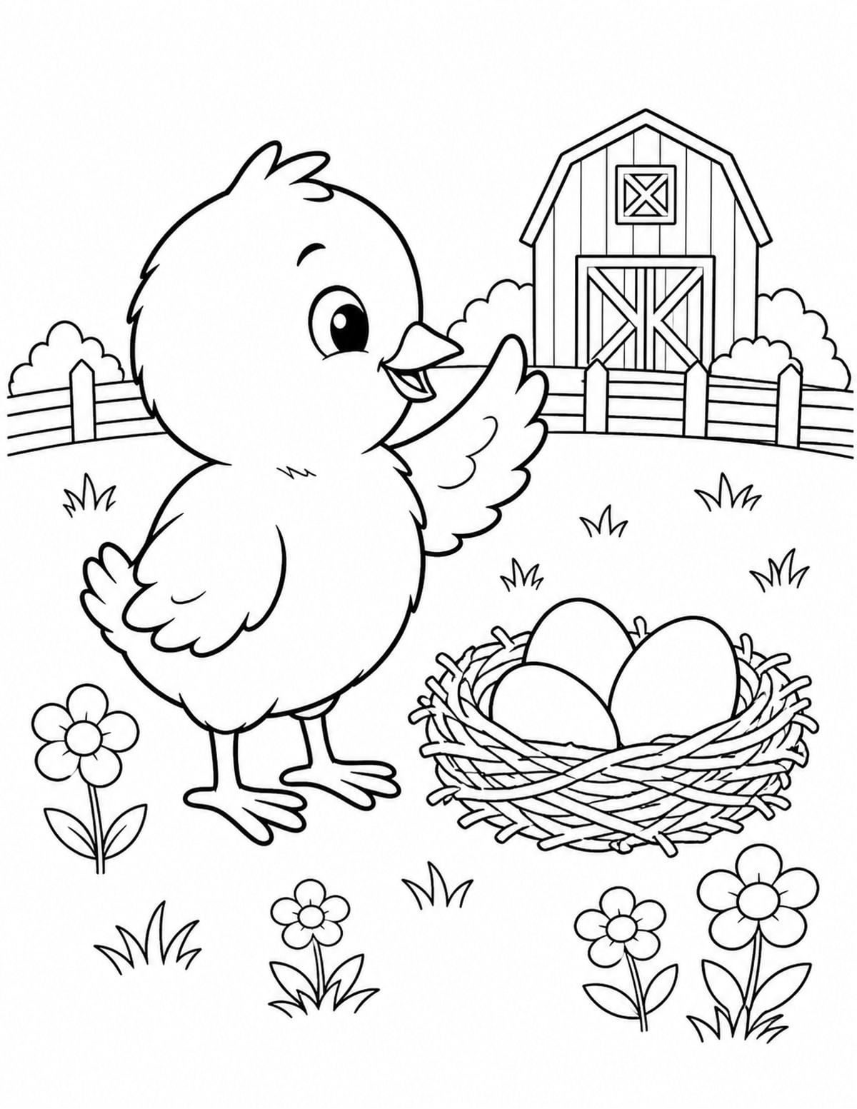 Baby Chick Coloring Page 14 printable preview