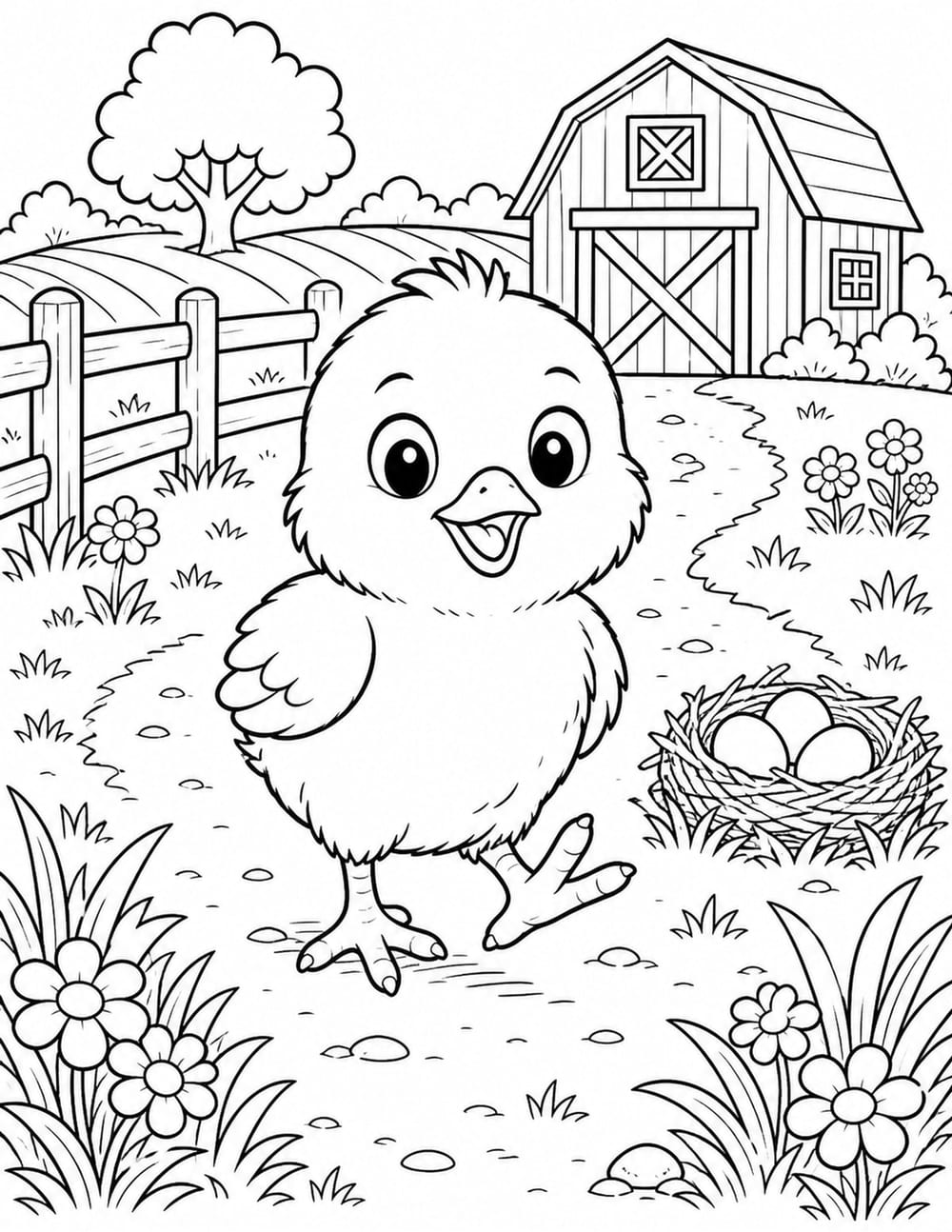 Baby Chick Coloring Page 17 printable preview