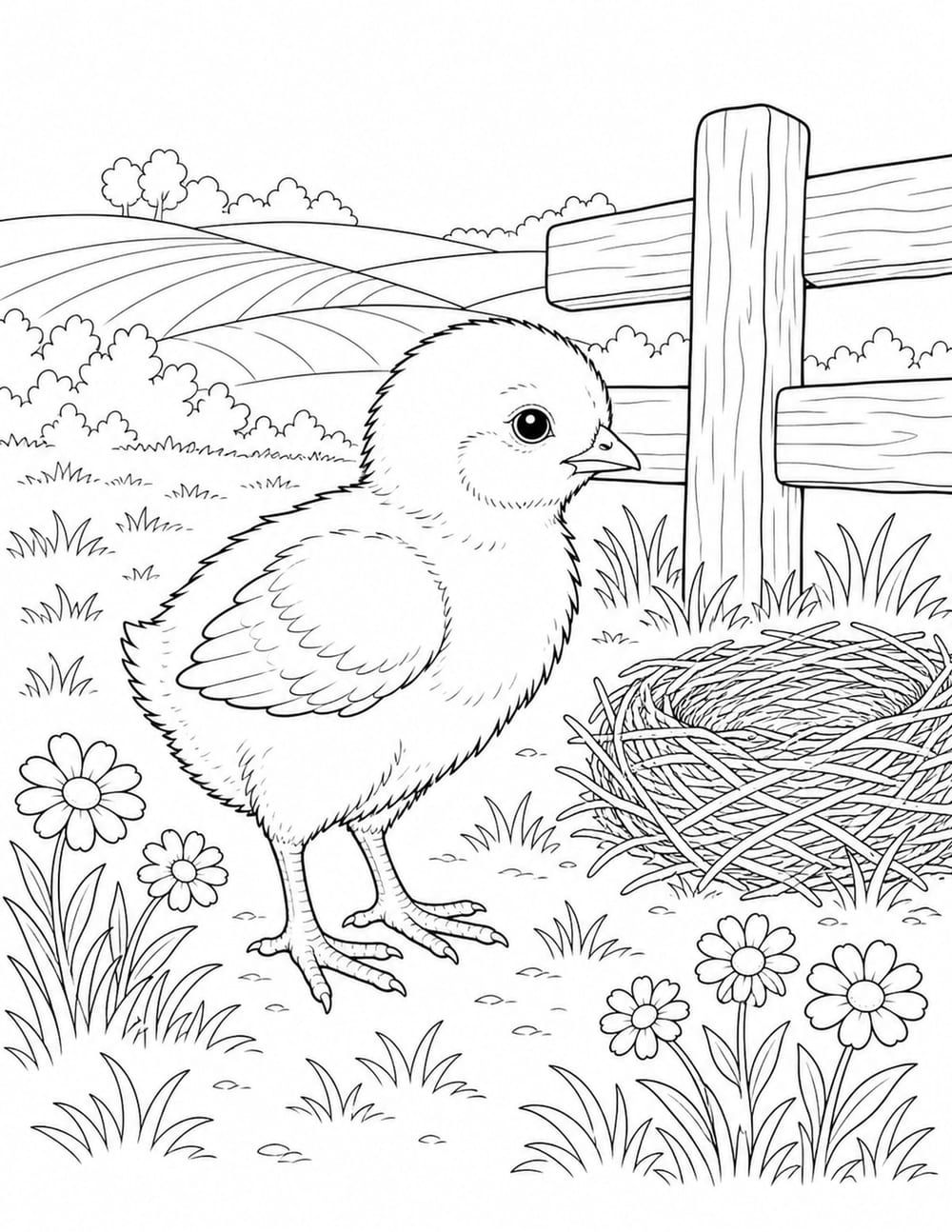 Baby Chick Coloring Page 18 printable preview