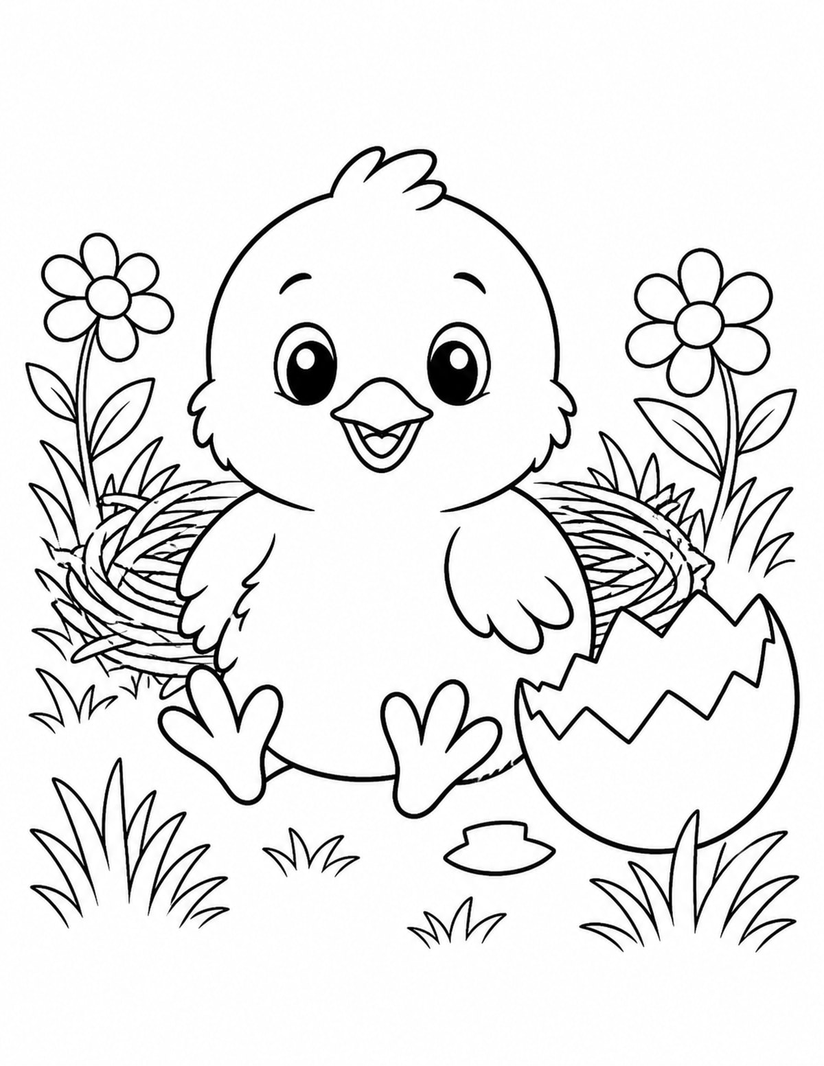 Baby Chick Coloring Page 4 printable preview