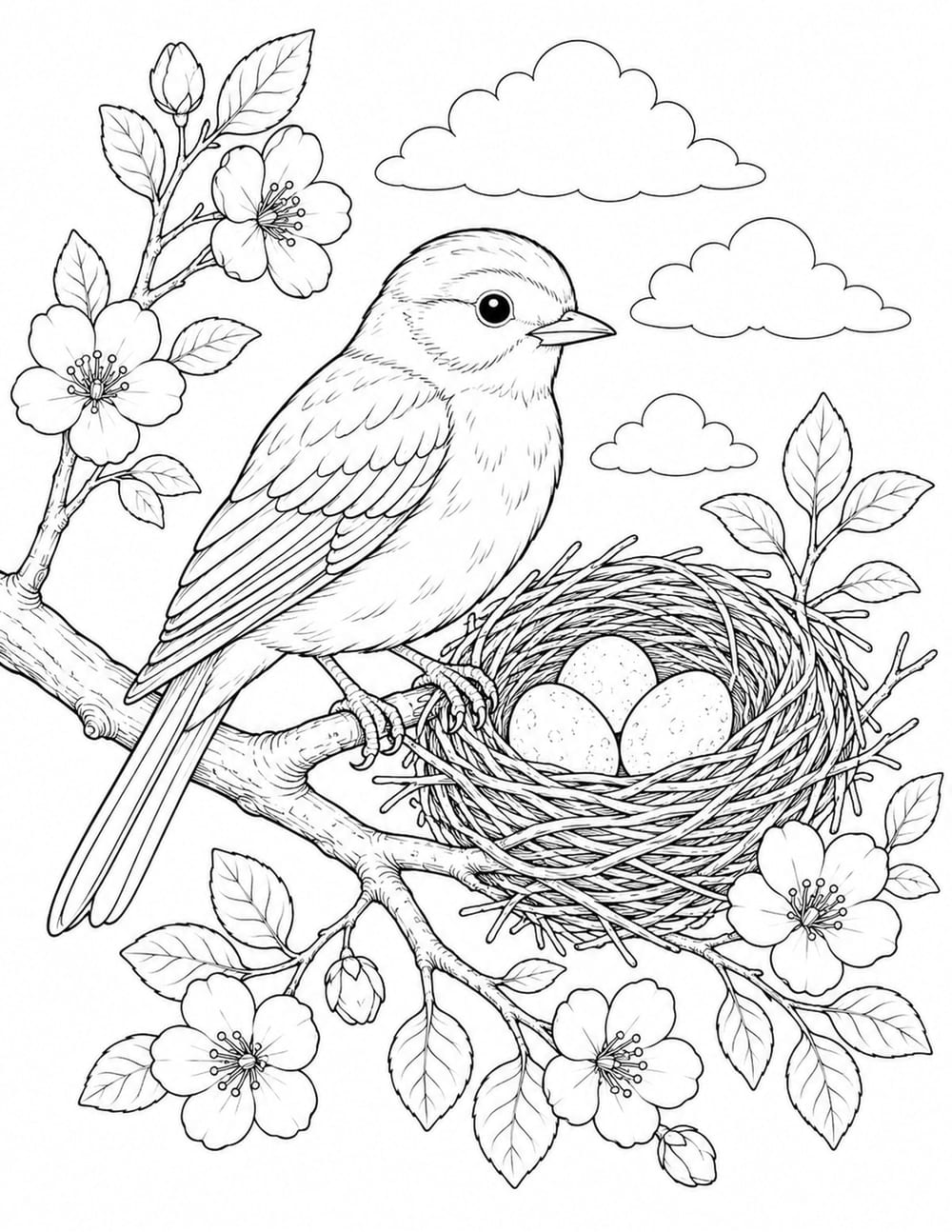 Bird Nest Coloring Page 1 printable preview