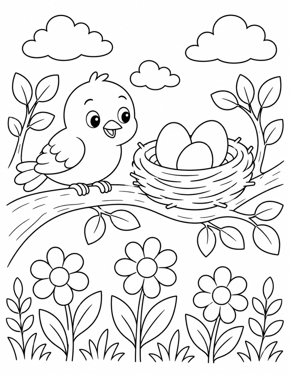 Bird Nest Coloring Page 3 printable preview