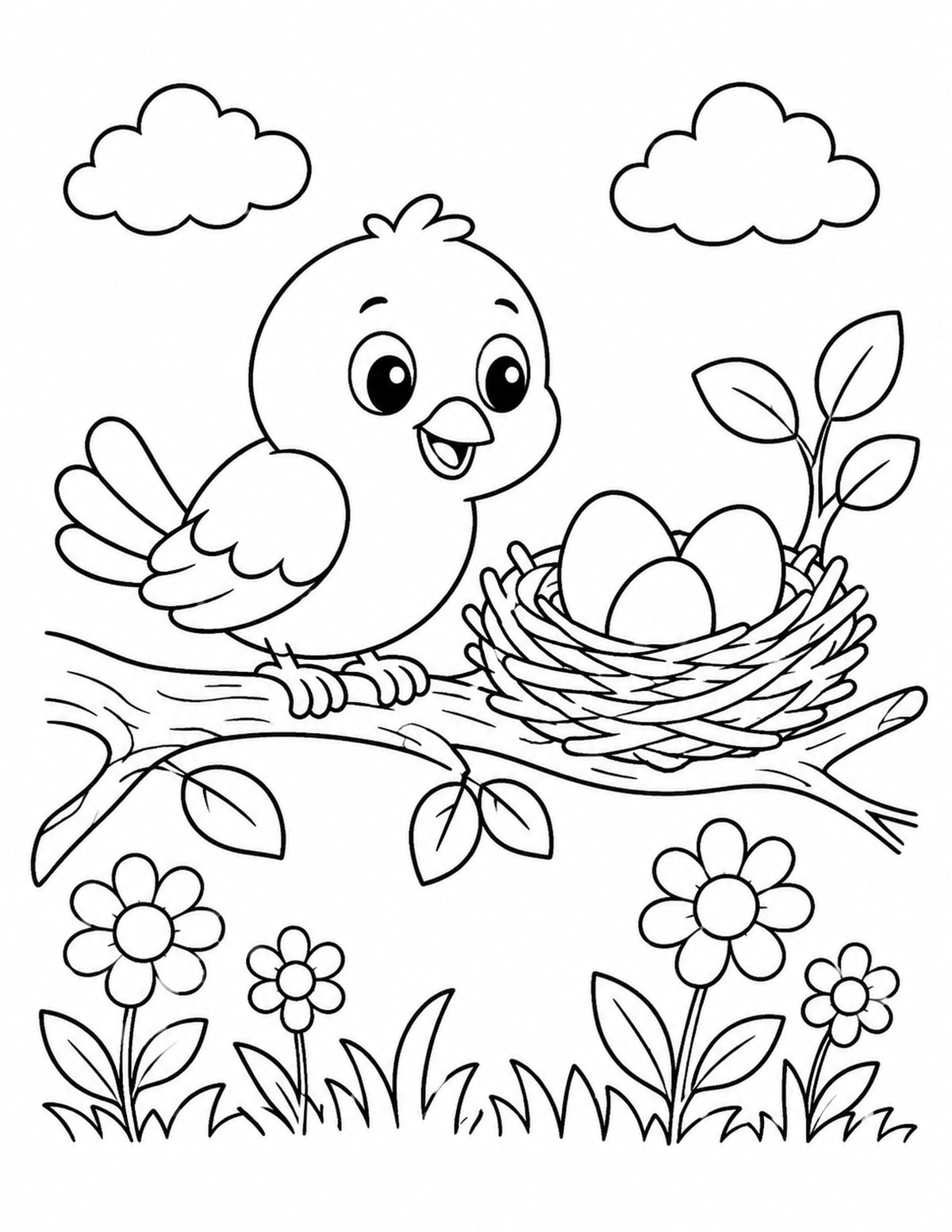Bird Nest Coloring Page 4 printable preview