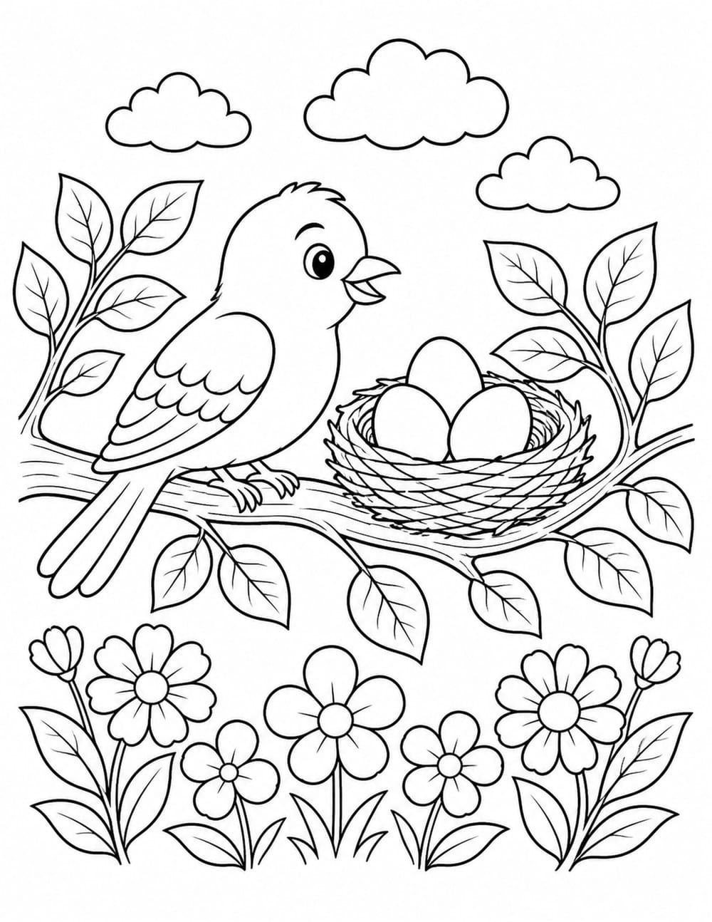 Bird Nest Coloring Page 7 printable preview