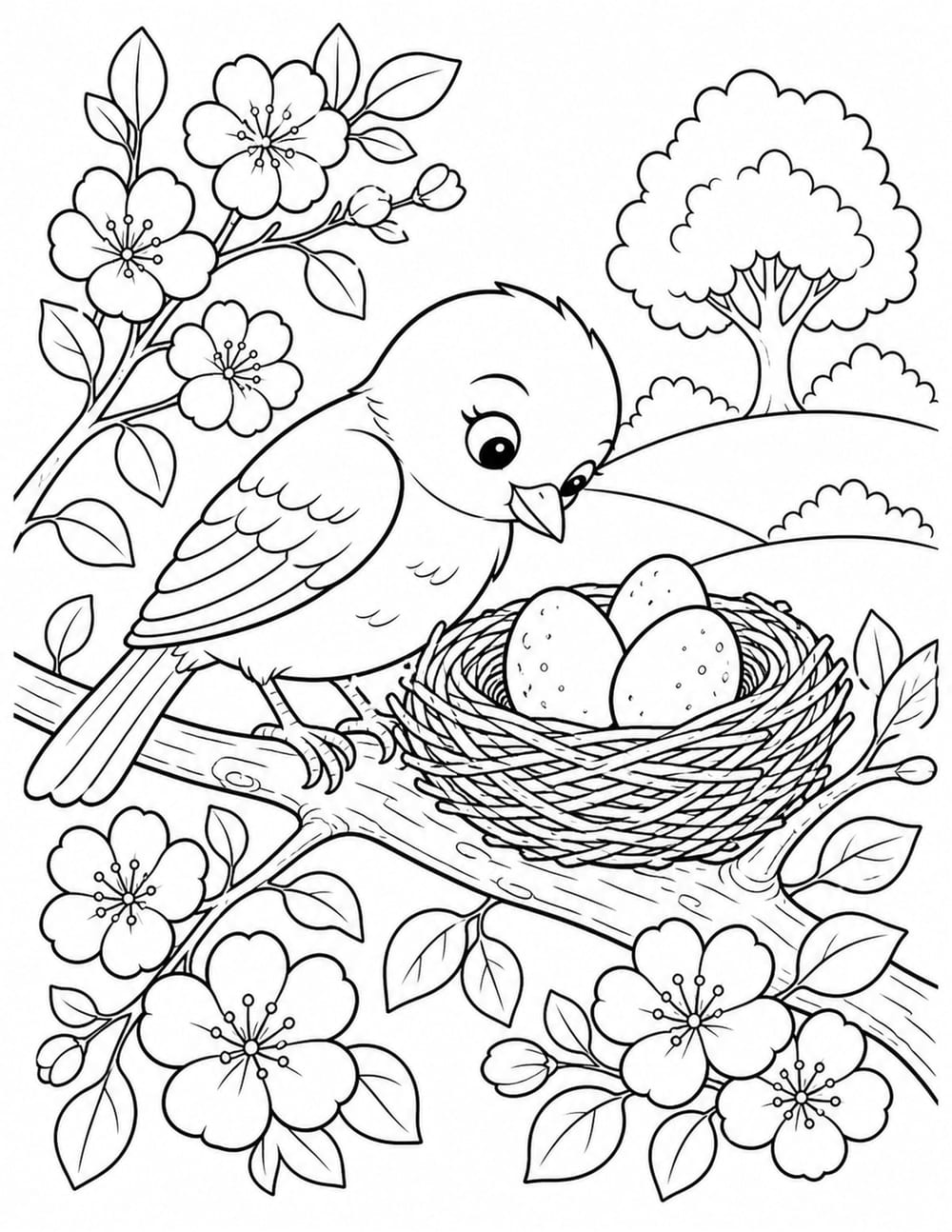 Bird Nest Coloring Page 8 printable preview