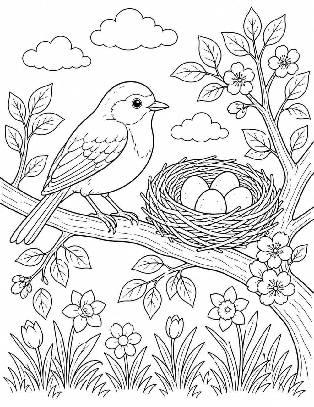 Bird Nest Coloring Page 9 printable preview