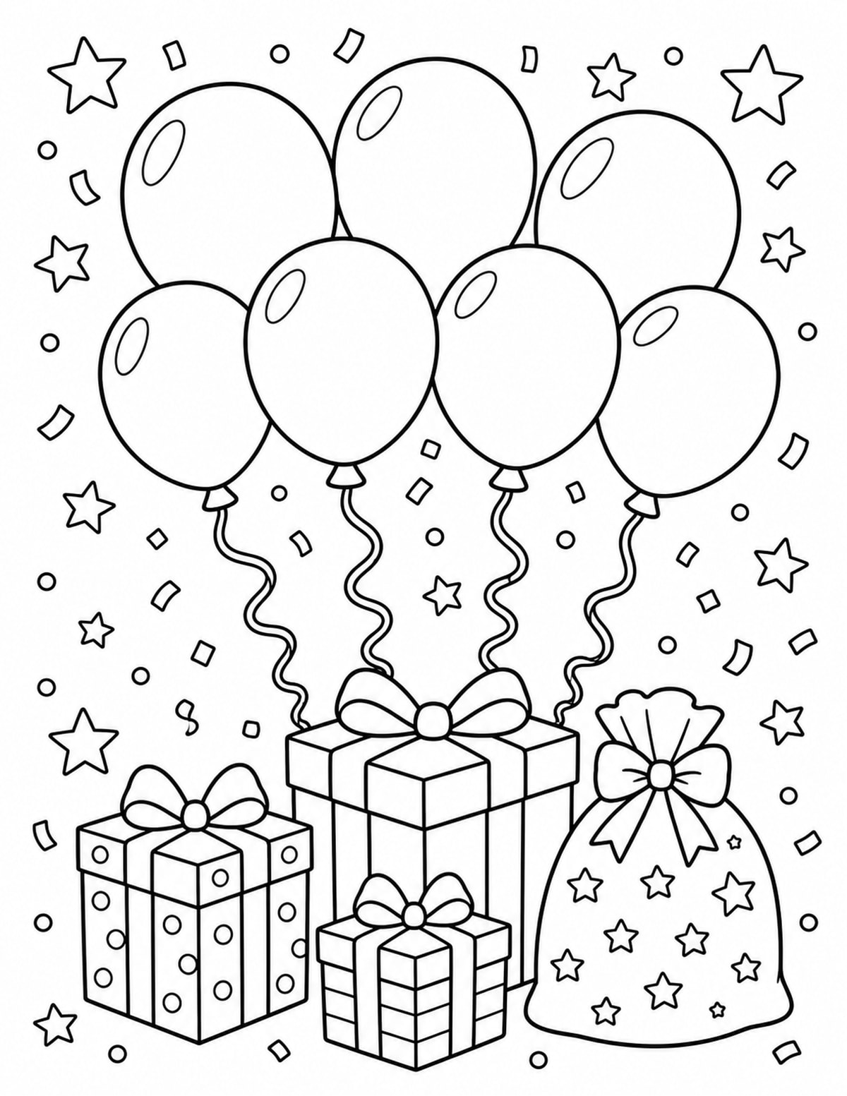 Birthday Balloons Coloring Page 1 printable preview