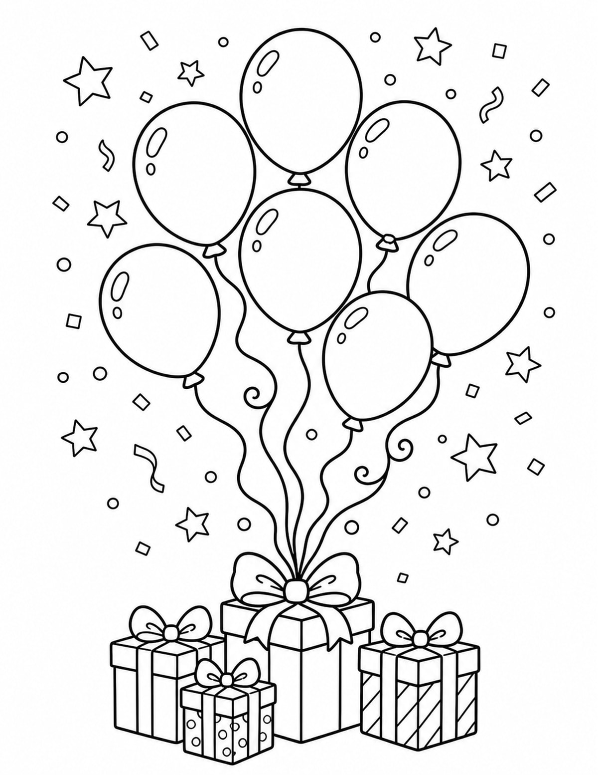 Birthday Balloons Coloring Page 2 printable preview