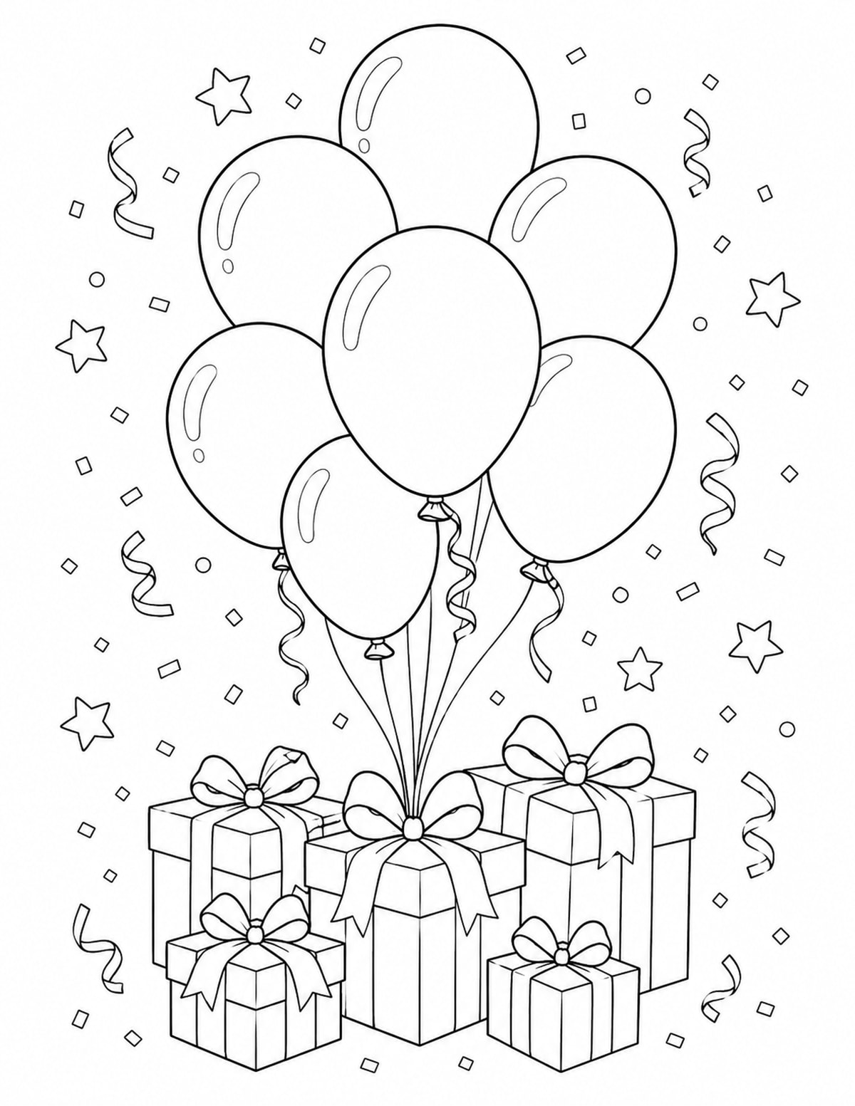 Birthday Balloons Coloring Page 3 printable preview