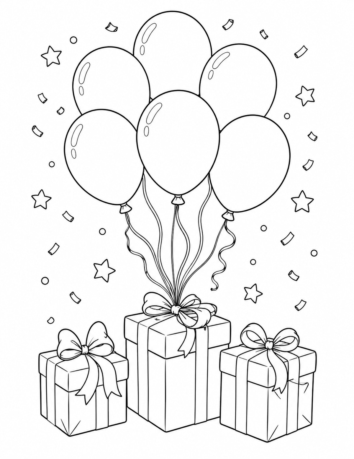 Birthday Balloons Coloring Page 4 printable preview