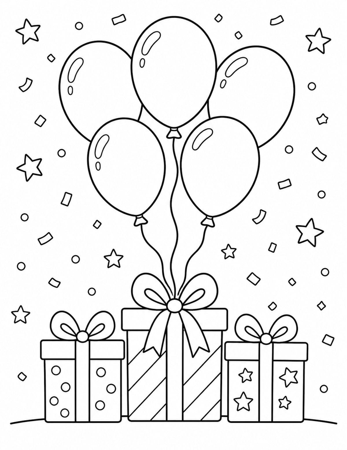 Birthday Balloons Coloring Page 8 printable preview
