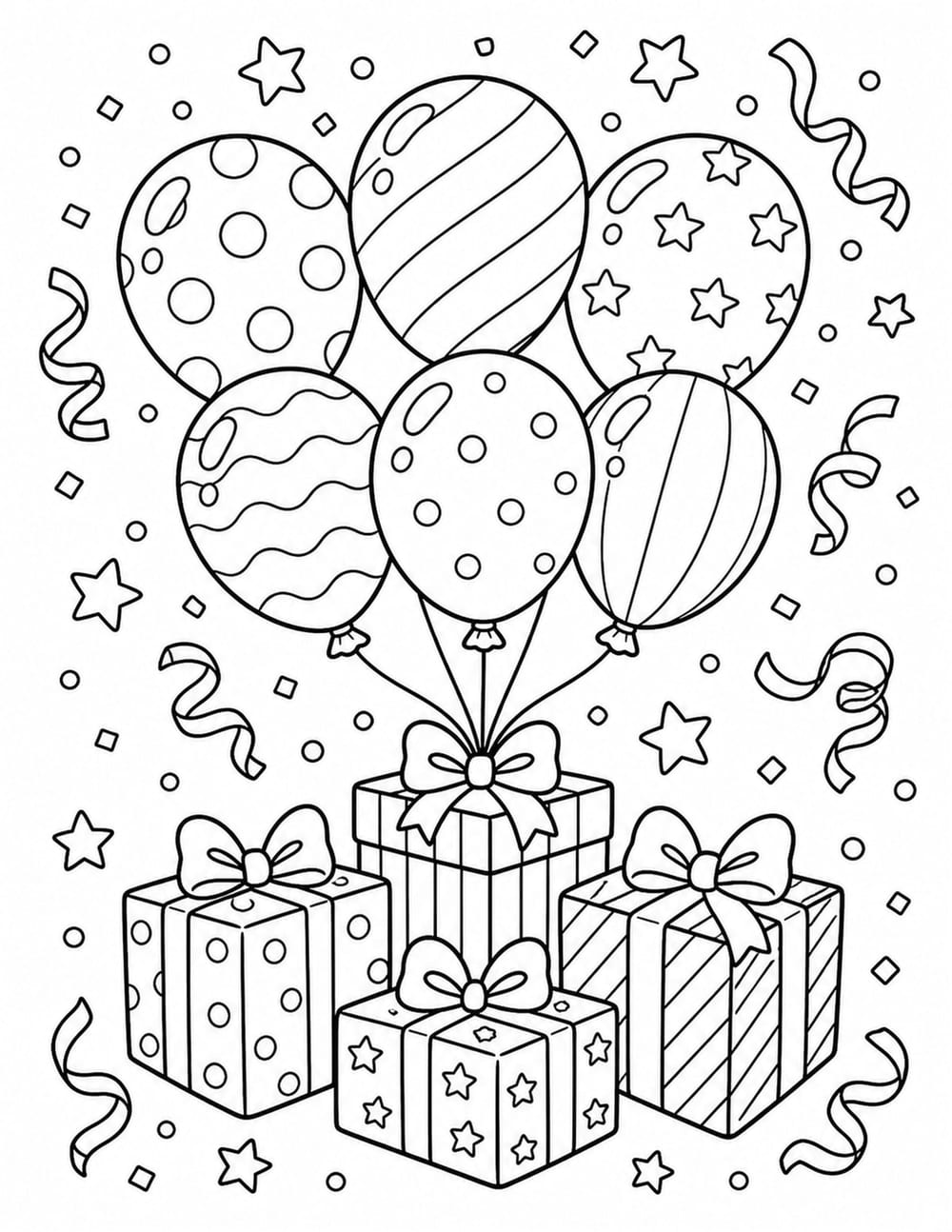 Birthday Balloons Coloring Page 9 printable preview