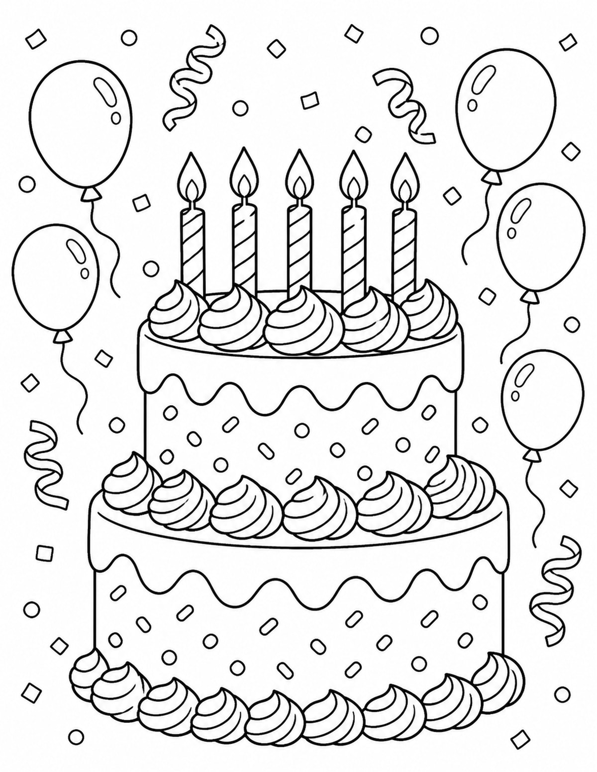 Birthday Cake Coloring Page 1 printable preview