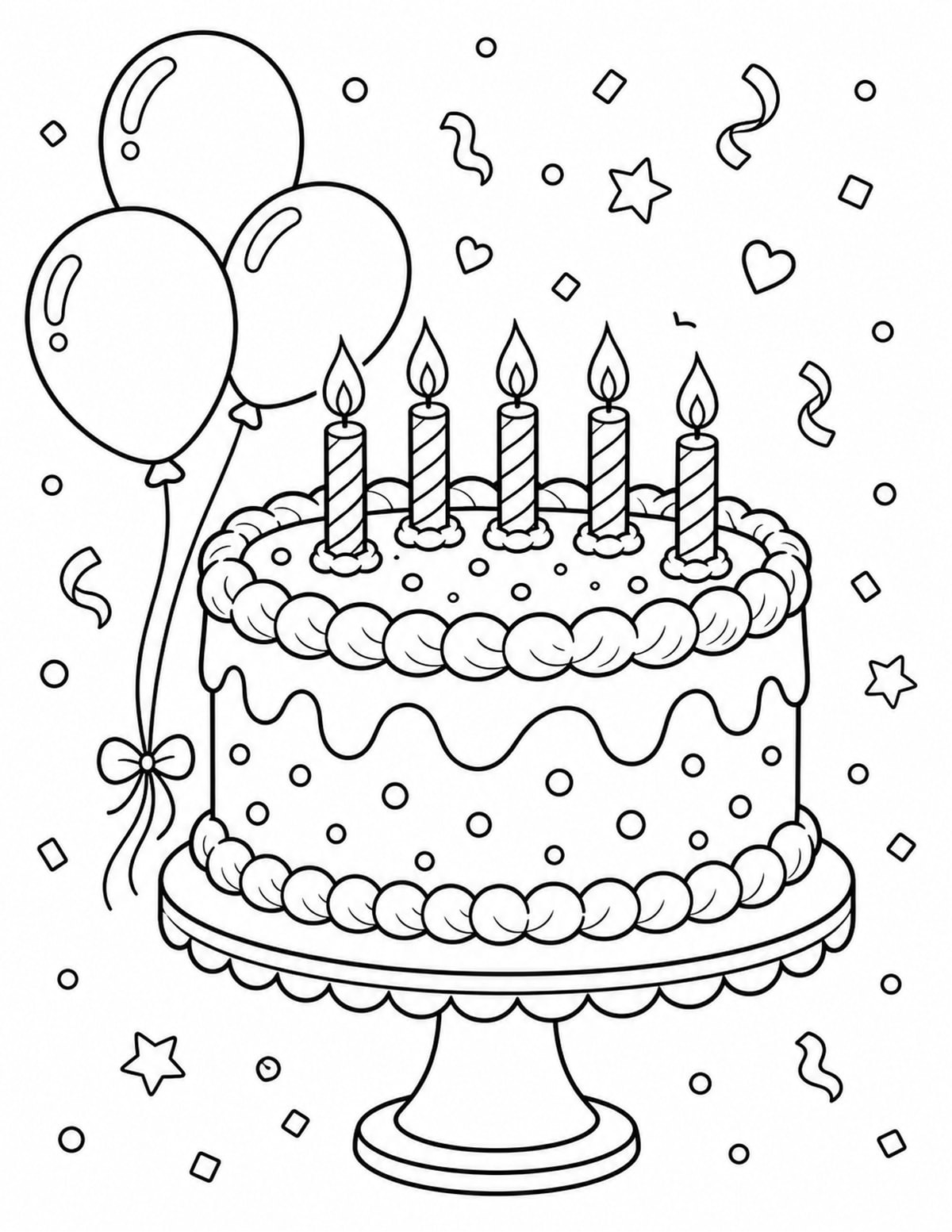 Birthday Cake Coloring Page 2 printable preview
