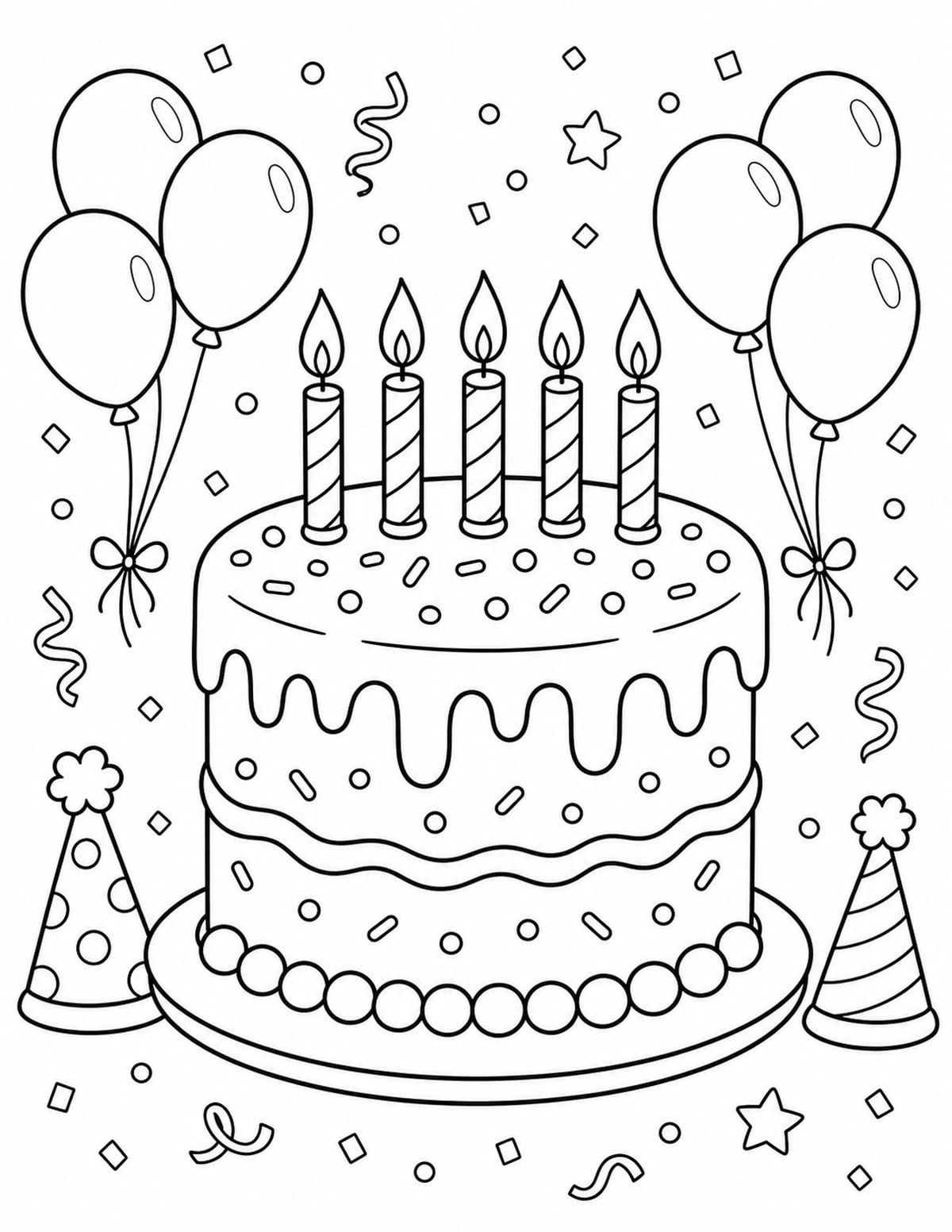 Birthday Cake Coloring Page 3 printable preview