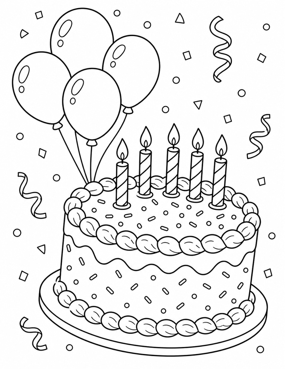 Birthday Cake Coloring Page 4 printable preview
