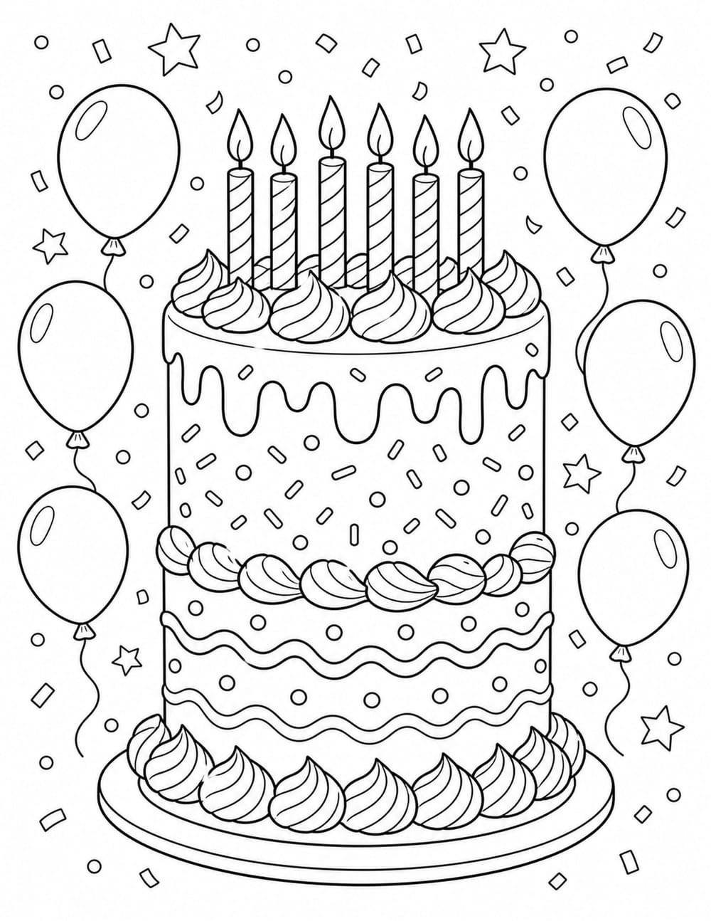 Birthday Cake Coloring Page 5 printable preview