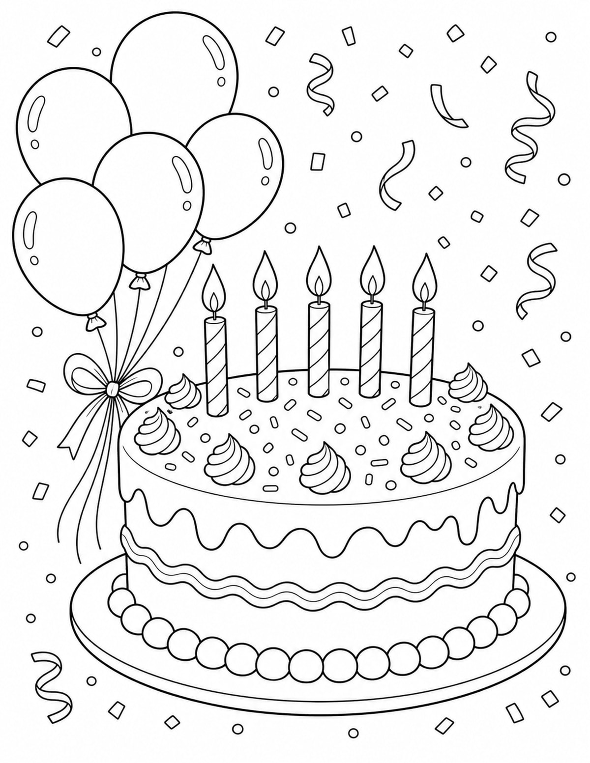 Birthday Cake Coloring Page 6 printable preview