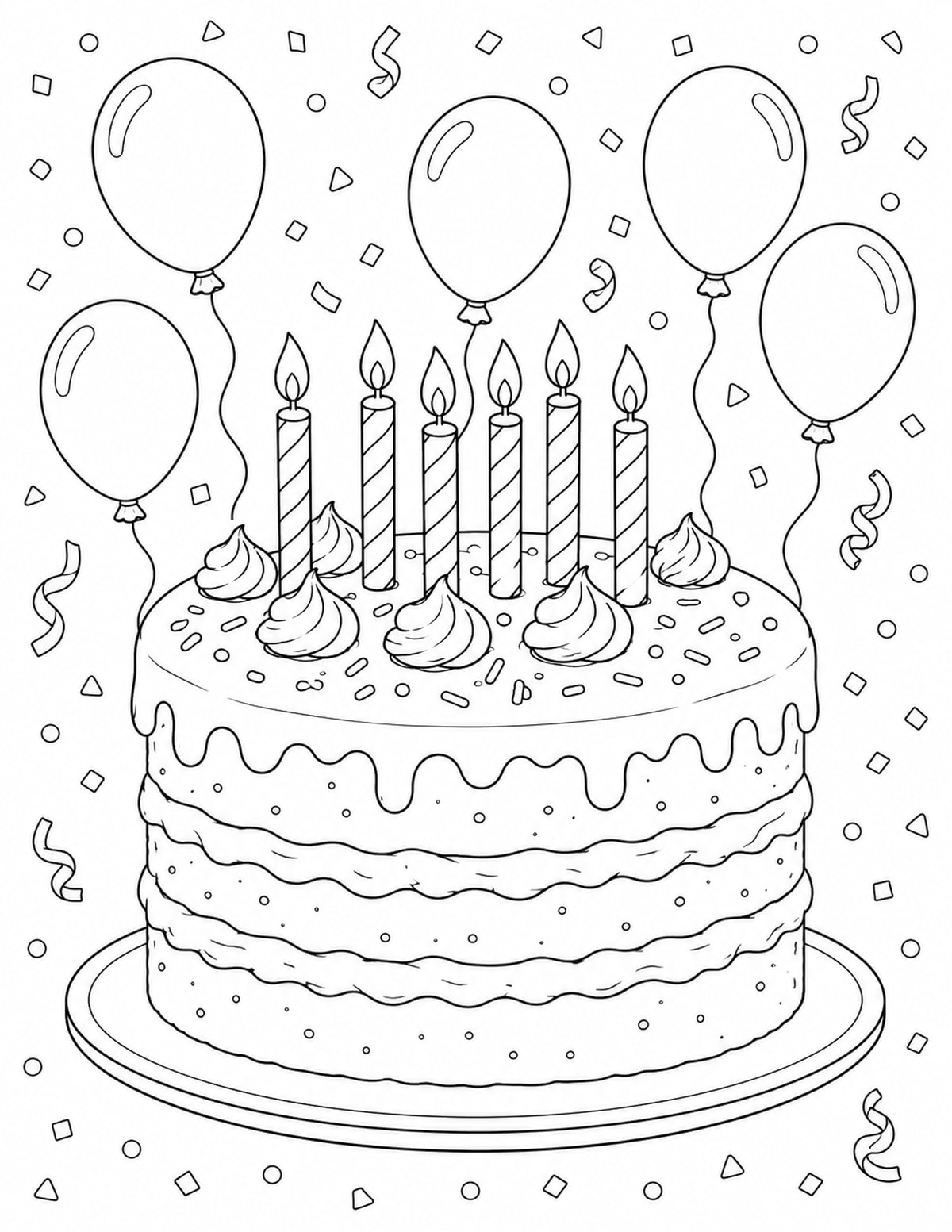 Birthday Cake Coloring Page 7 printable preview