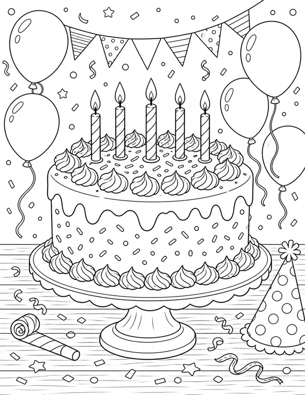 Birthday Cake Coloring Page 8 printable preview