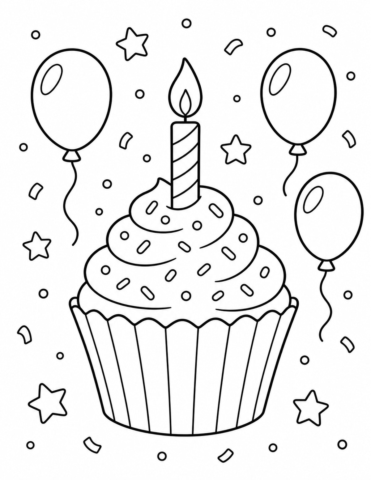 Birthday Cupcake Coloring Page 10 printable preview