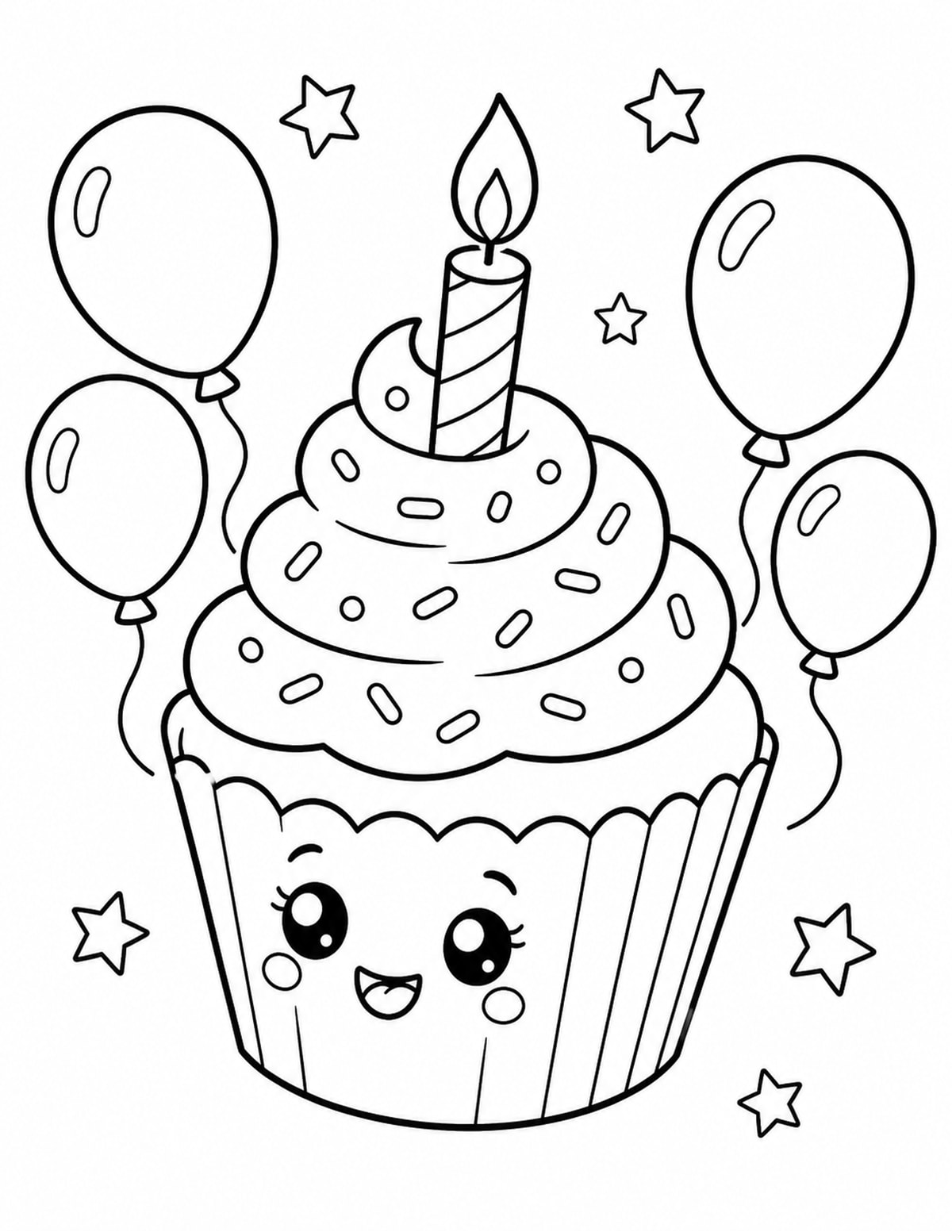 Birthday Cupcake Coloring Page 8 printable preview