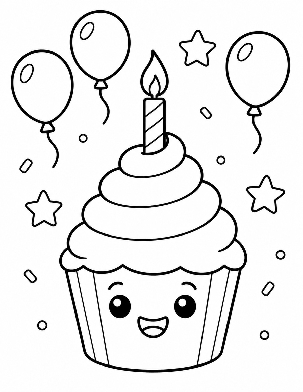 Birthday Cupcake Coloring Page 9 printable preview