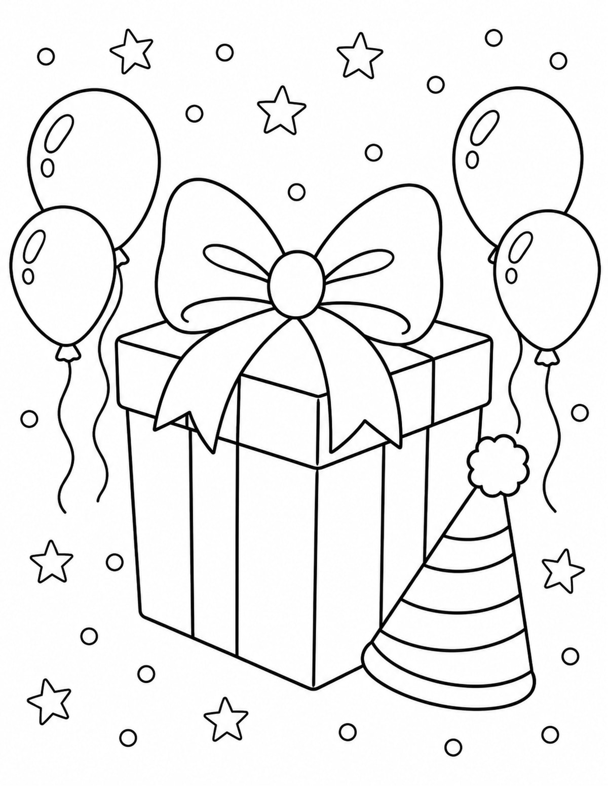 Birthday Gift Coloring Page 1 printable preview