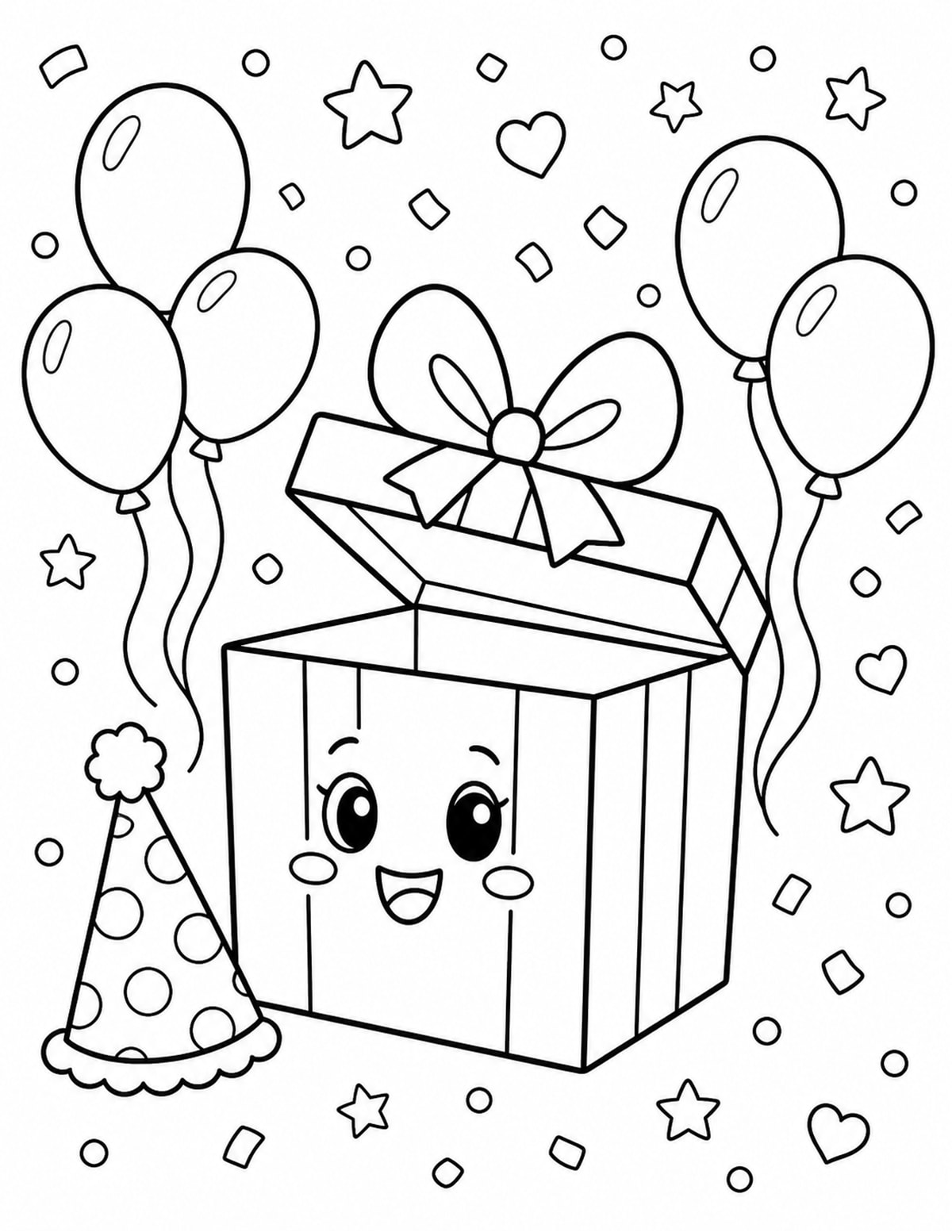 Birthday Gift Coloring Page 3 printable preview