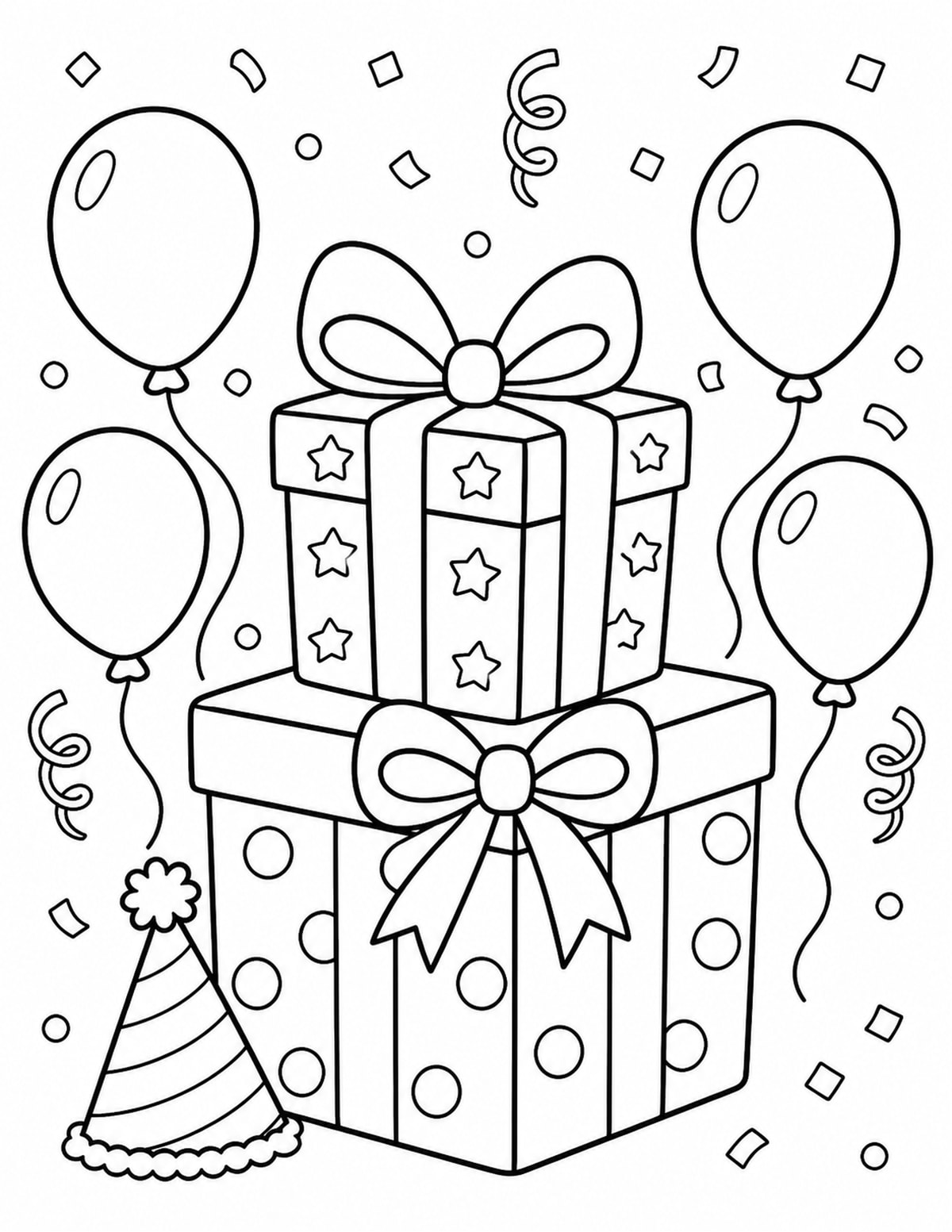 Birthday Gift Coloring Page 4 printable preview