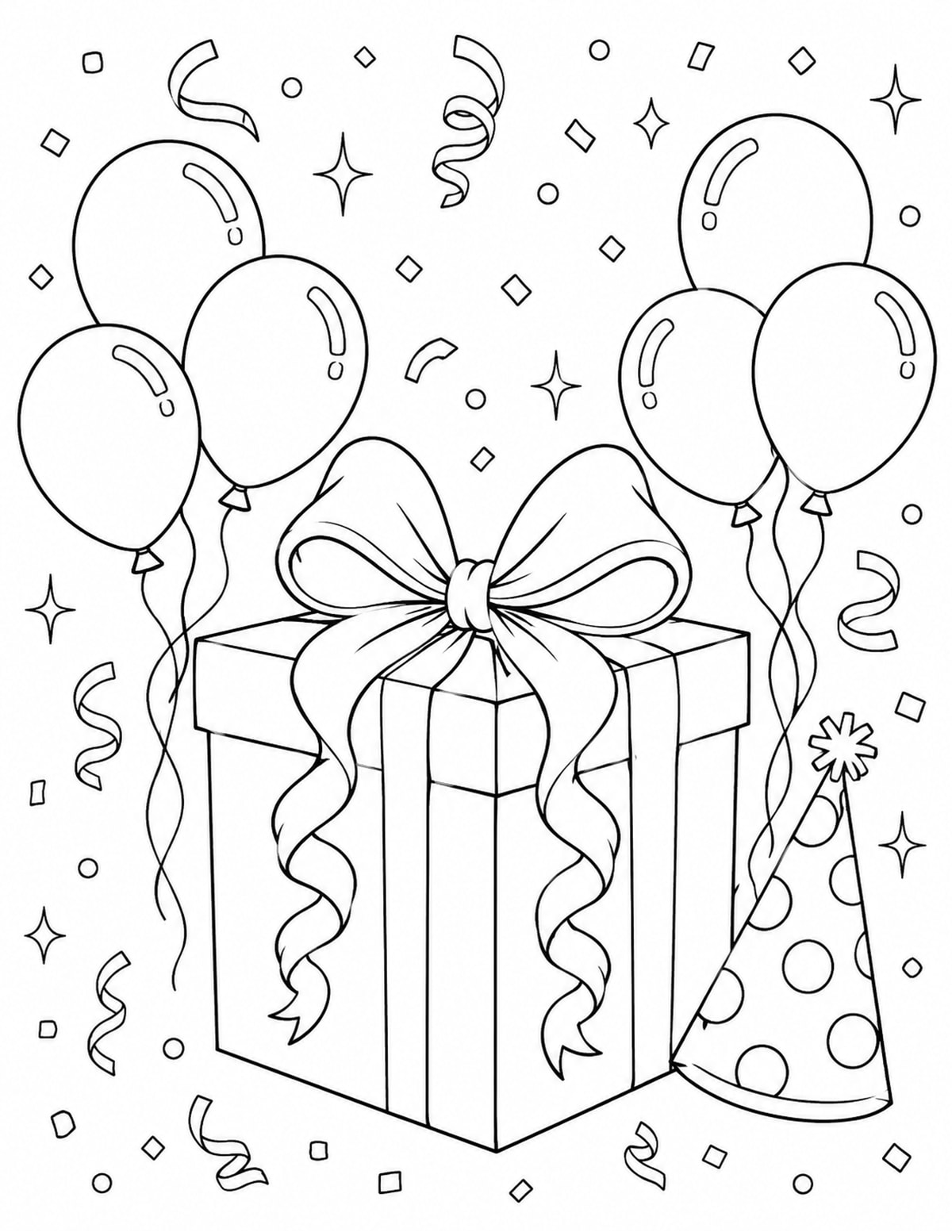 Birthday Gift Coloring Page 6 printable preview