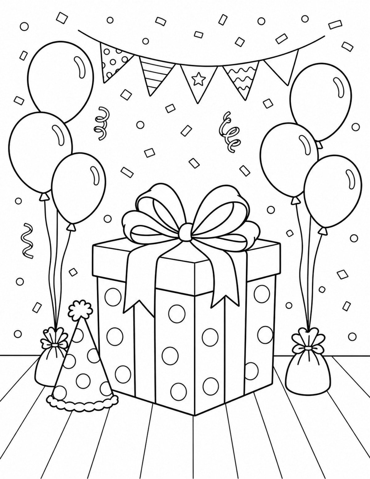 Birthday Gift Coloring Page 7 printable preview