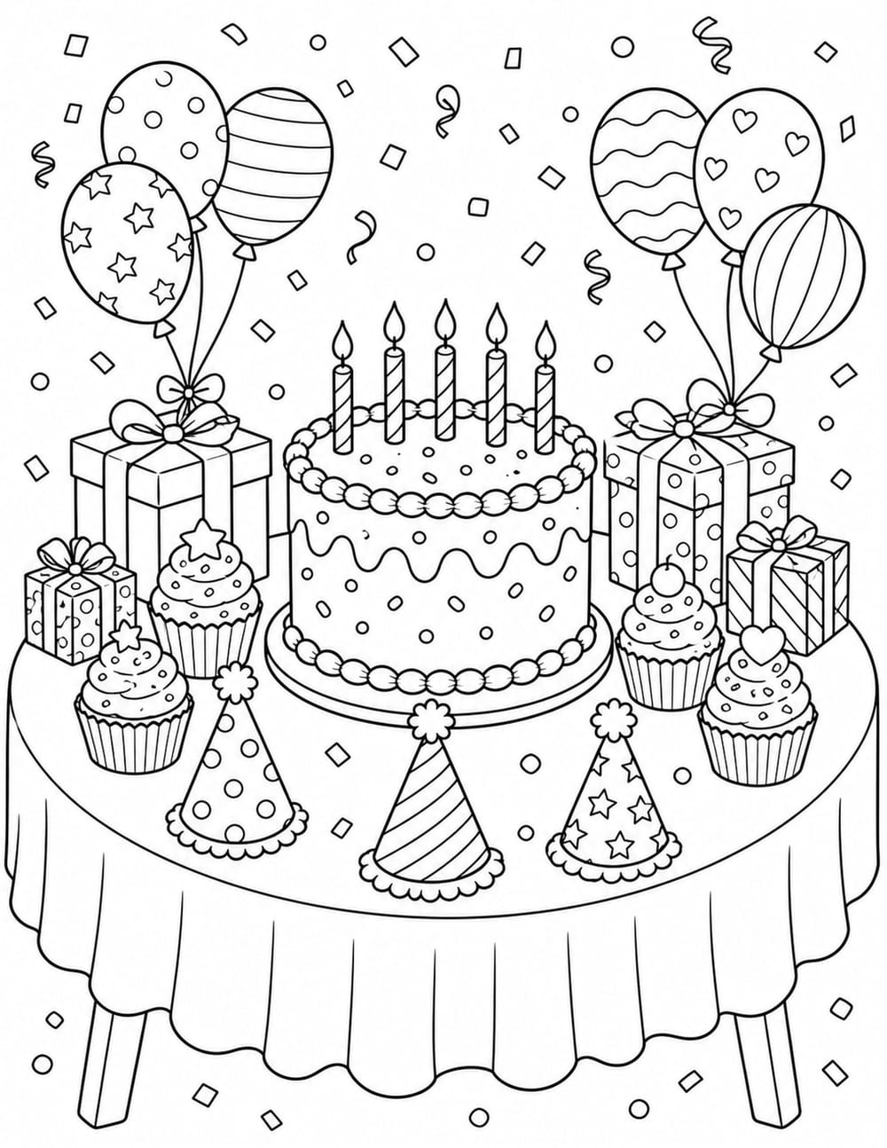 Birthday Party Table Coloring Page 10 printable preview