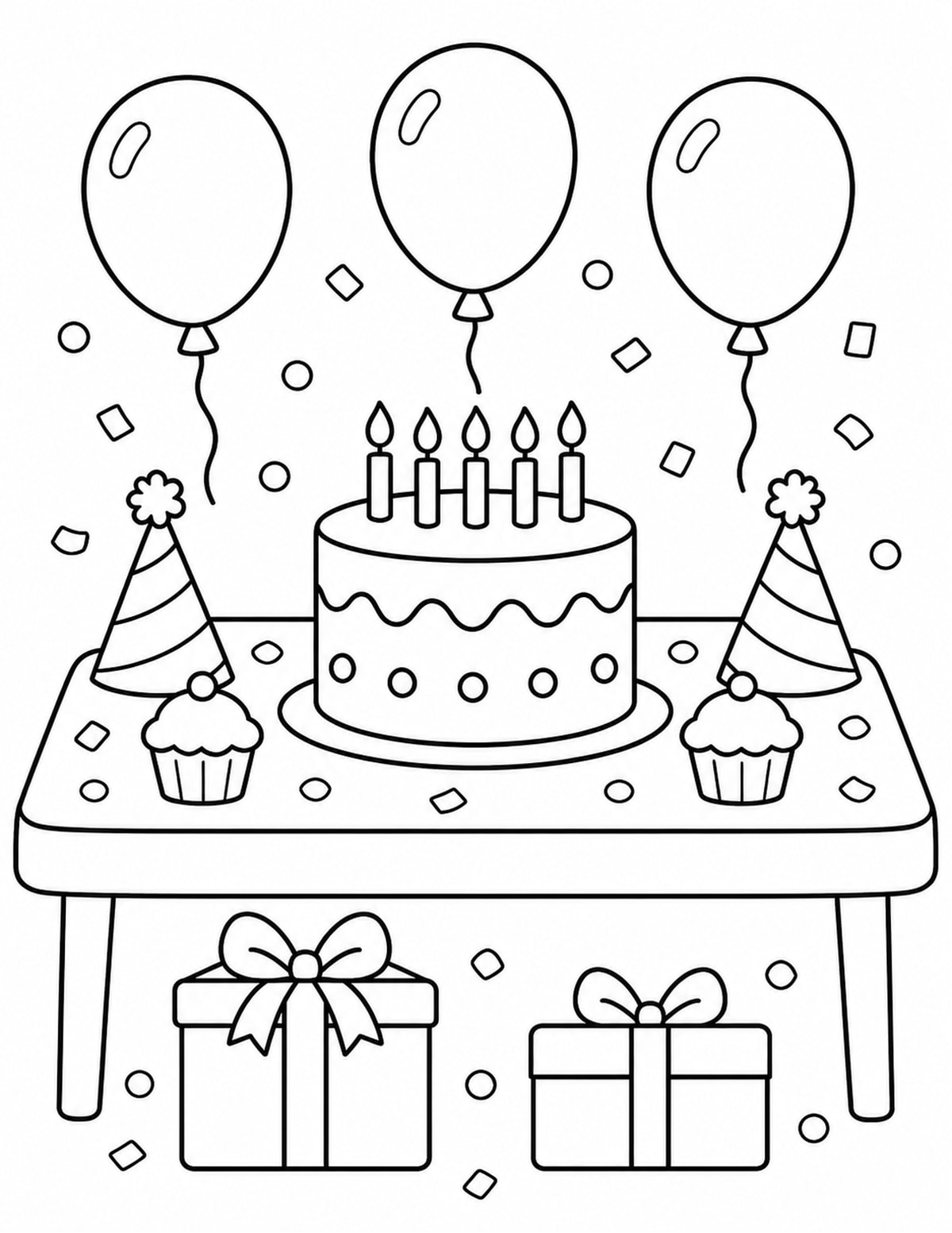 Birthday Party Table Coloring Page 2 printable preview