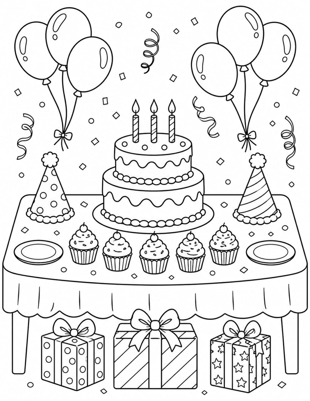 Birthday Party Table Coloring Page 5 printable preview