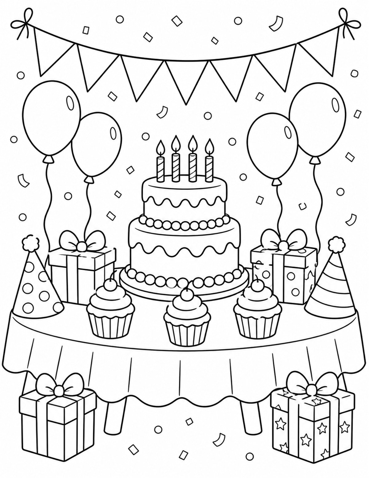 Birthday Party Table Coloring Page 6 printable preview