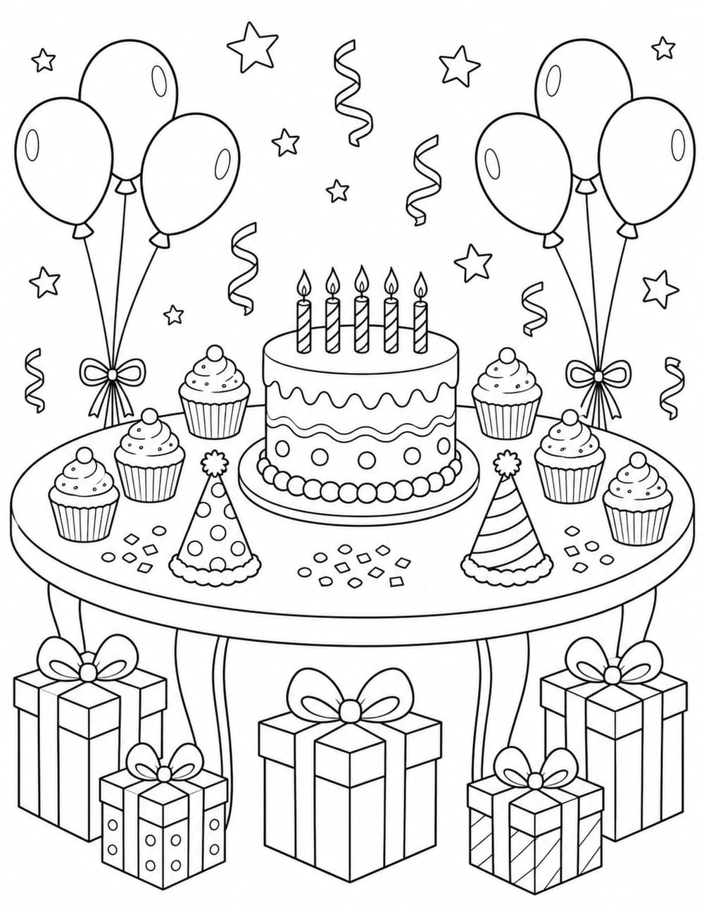 Birthday Party Table Coloring Page 7 printable preview